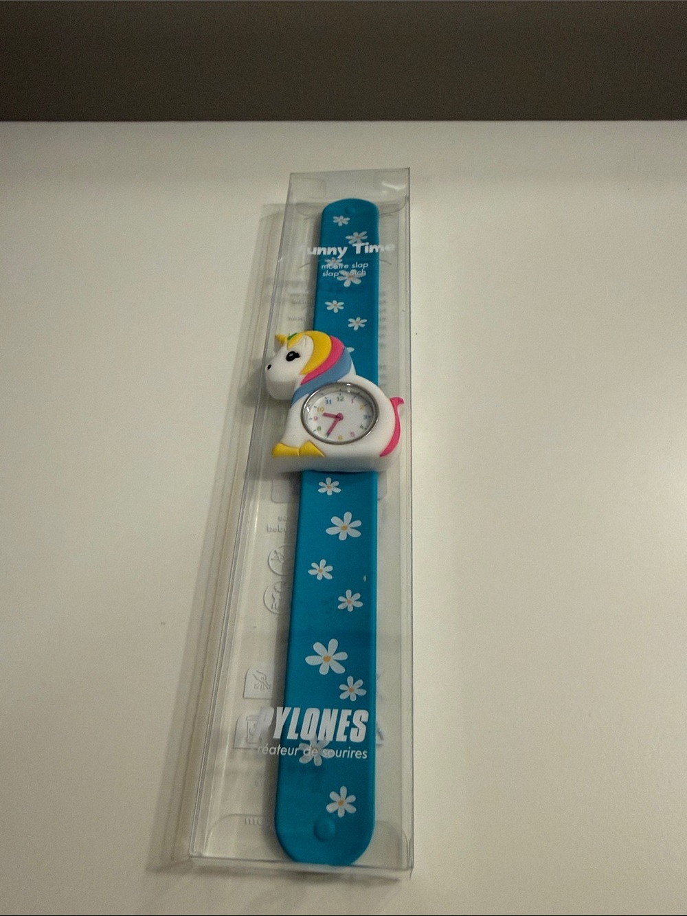 Kids Unicorn Slap Watch - Blue Daisy Silicone Band